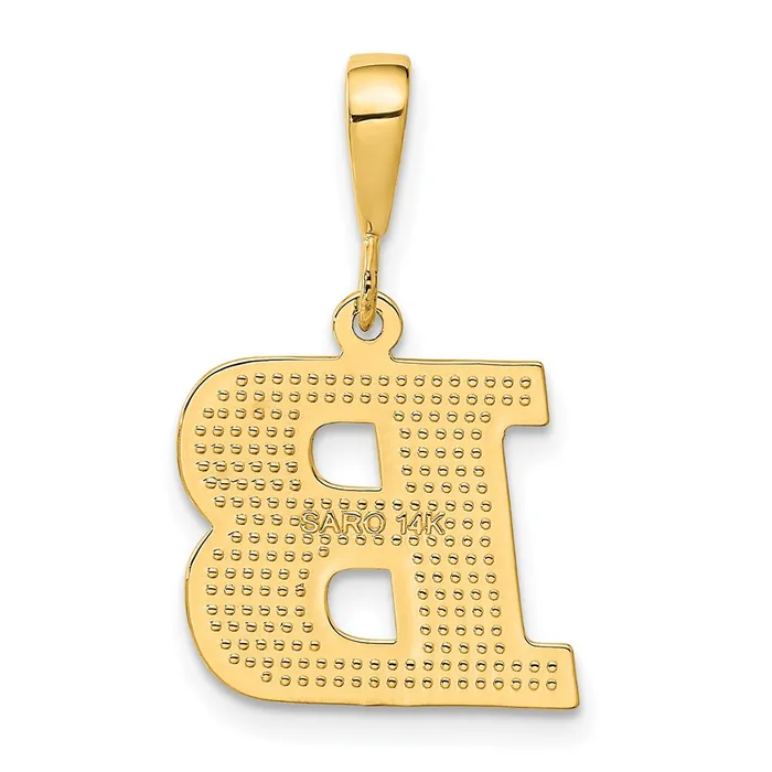 Charm Necklaces 14k Yellow Gold Textured Initial B Charm TreasureFineJewelers