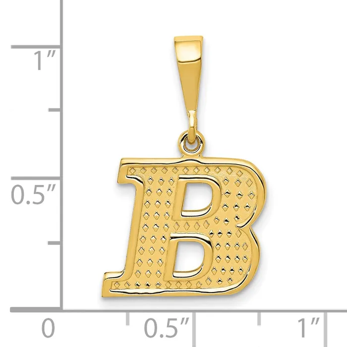Charm Necklaces 14k Yellow Gold Textured Initial B Charm TreasureFineJewelers