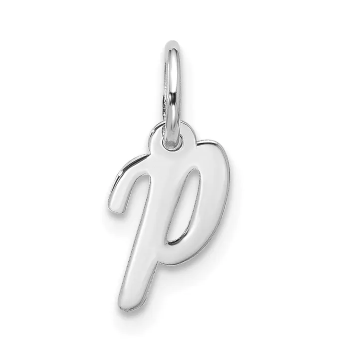 Charm Necklaces TreasureFineJewelers 10k White Gold Small Script Initial P Charm Charm Necklaces TreasureFineJewelers 10k White Gold Small Script Initial P Charm