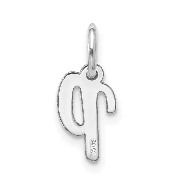 Charm Necklaces TreasureFineJewelers 10k White Gold Small Script Initial P Charm