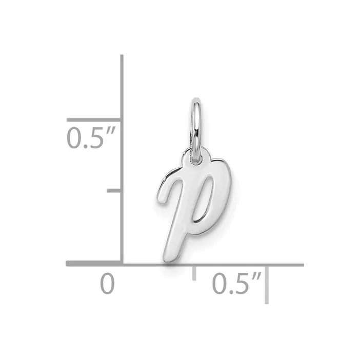 Charm Necklaces TreasureFineJewelers 10k White Gold Small Script Initial P Charm