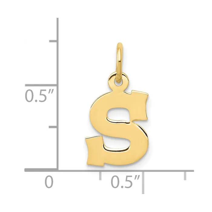 Charm Necklaces TreasureFineJewelers 10k Yellow Gold Small Block Initial S Charm