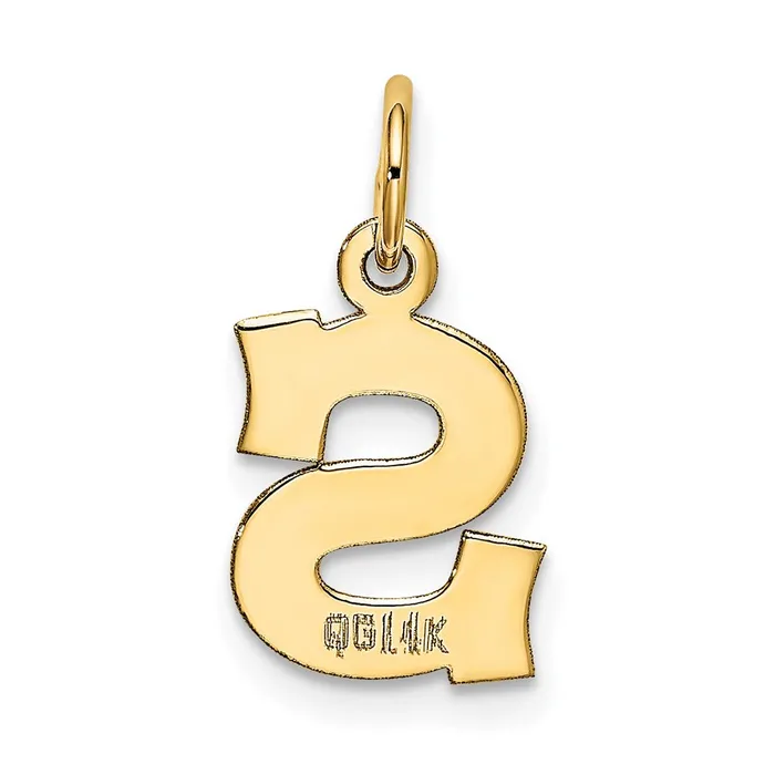 Charm Necklaces TreasureFineJewelers 10k Yellow Gold Small Block Initial S Charm