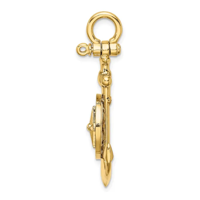 Charm Necklaces TreasureFineJewelers 14K 3D Small Anchor w Nautical Compass Charm