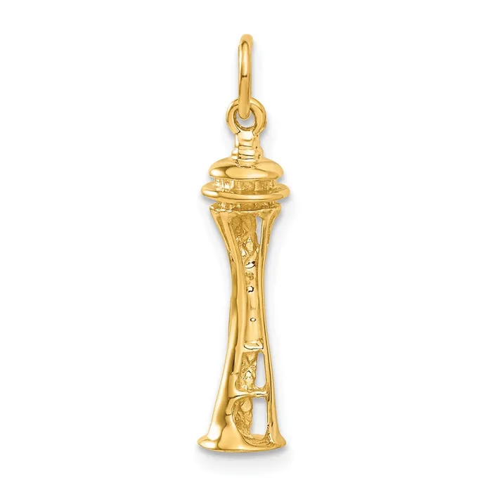 Charm Necklaces TreasureFineJewelers 14k 3D Seattle Space Needle Charm