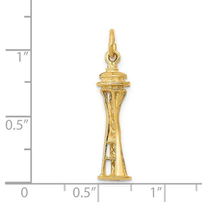 Charm Necklaces TreasureFineJewelers 14k 3D Seattle Space Needle Charm
