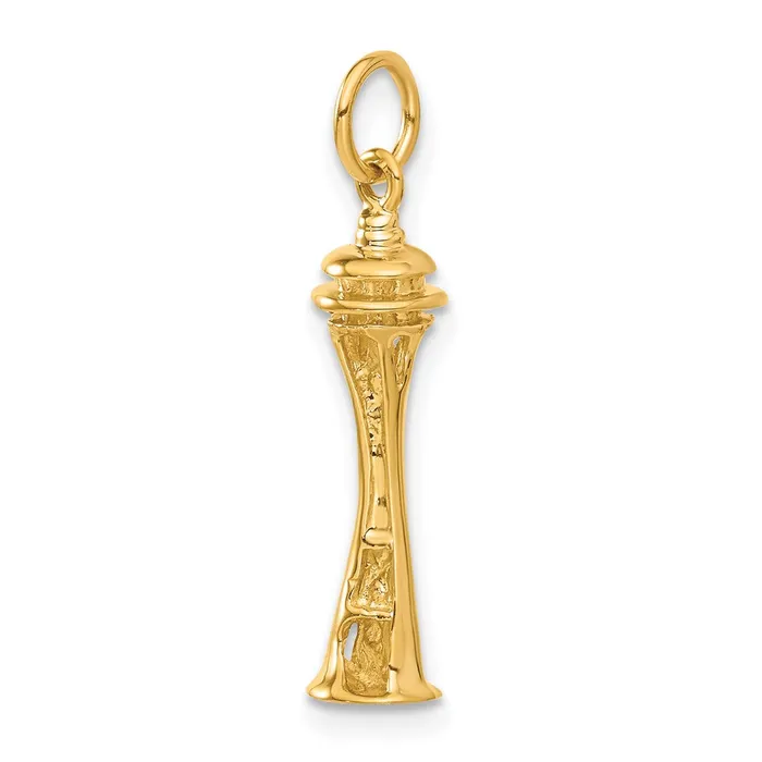 Charm Necklaces TreasureFineJewelers 14k 3D Seattle Space Needle Charm