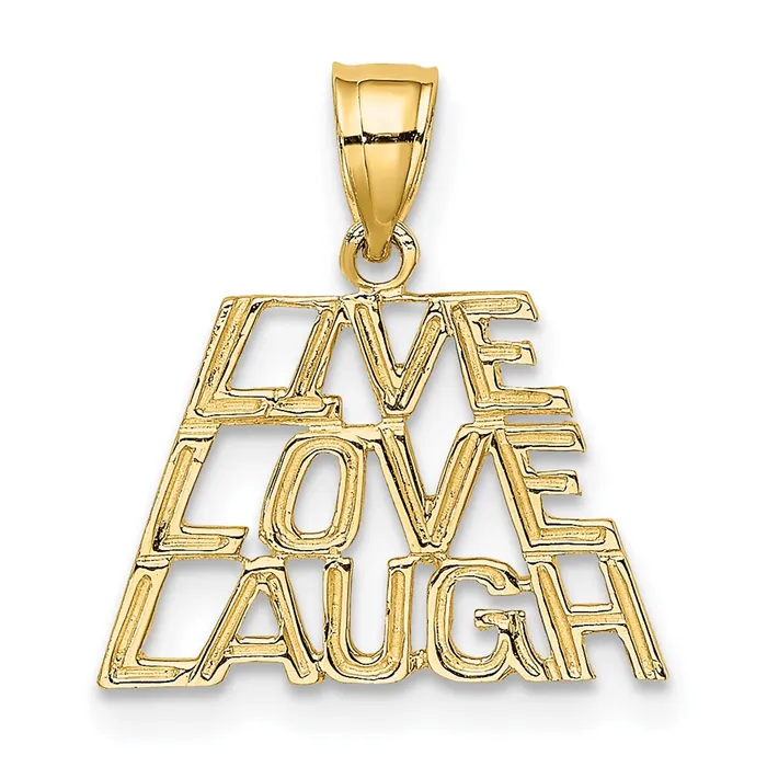Charm Necklaces TreasureFineJewelers 14K LIVE LAUGH LOVE Charm