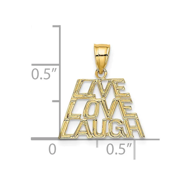 Charm Necklaces TreasureFineJewelers 14K LIVE LAUGH LOVE Charm
