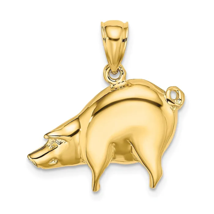 Charm Necklaces TreasureFineJewelers 14K Polished Pig Charm