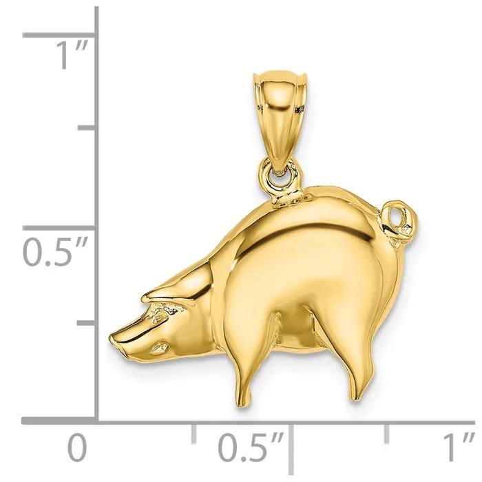 Charm Necklaces TreasureFineJewelers 14K Polished Pig Charm