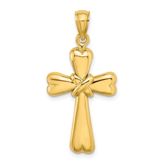 Charm Necklaces TreasureFineJewelers 14K Polished X and Heart Cross Charm Charm Necklaces TreasureFineJewelers 14K Polished X and Heart Cross Charm