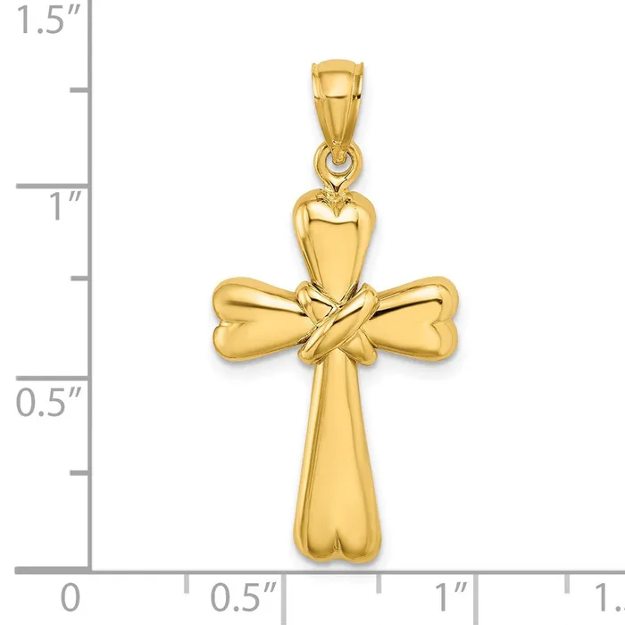 Charm Necklaces TreasureFineJewelers 14K Polished X and Heart Cross Charm