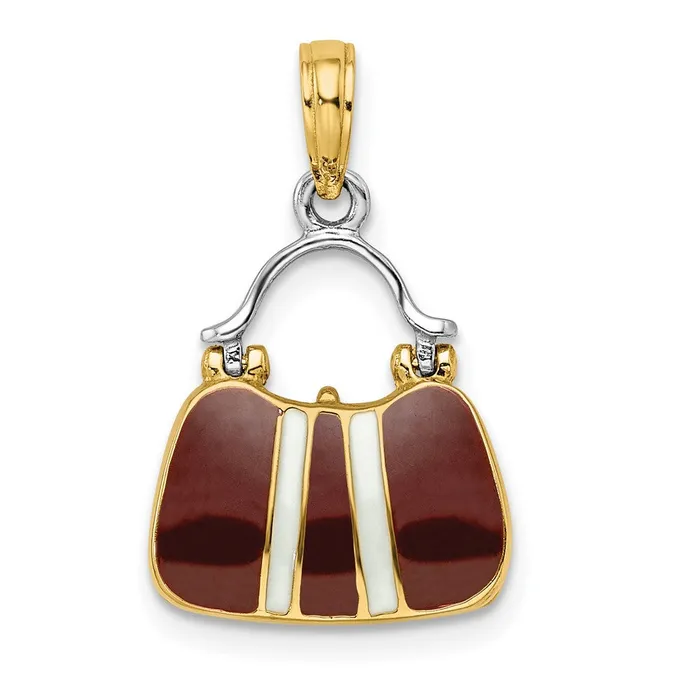 Charm Necklaces TreasureFineJewelers 14K Rhodium 3D Maroon and White Enameled Opens Purse Charm Charm Necklaces TreasureFineJewelers 14K Rhodium 3D Maroon and White Enameled Opens Purse Charm