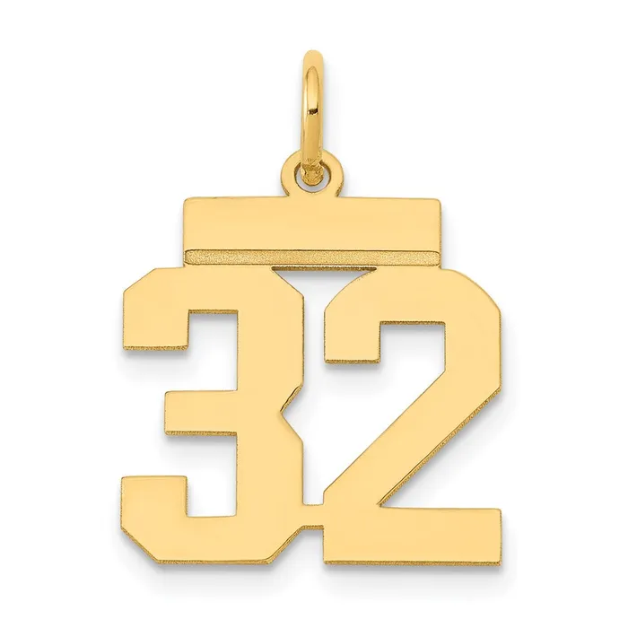 Charm Necklaces TreasureFineJewelers 14k Small Polished Number 32 Charm