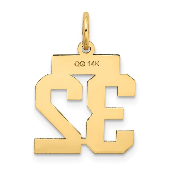 Charm Necklaces TreasureFineJewelers 14k Small Polished Number 32 Charm