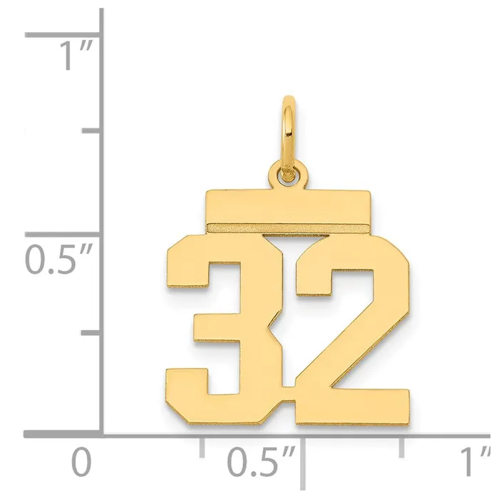 Charm Necklaces TreasureFineJewelers 14k Small Polished Number 32 Charm
