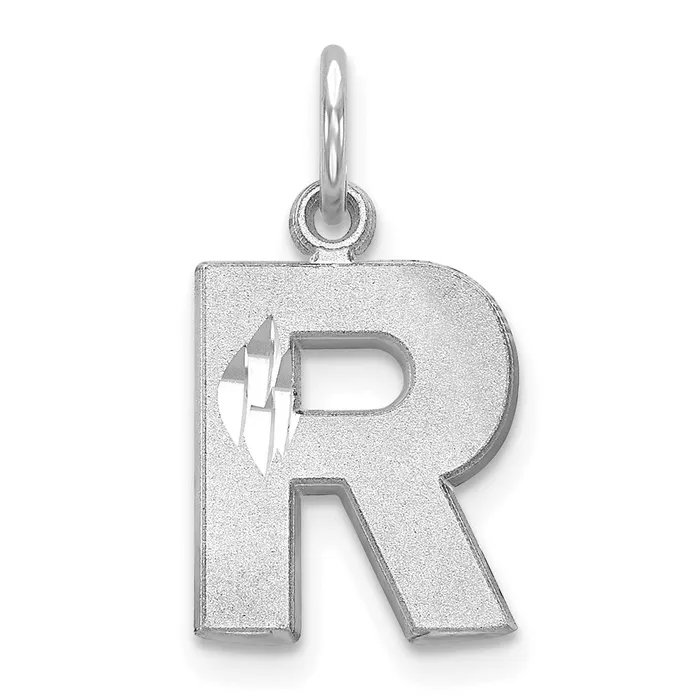 Charm Necklaces TreasureFineJewelers 14k White Gold Satin Diamondcut Letter R Initial Charm Charm Necklaces TreasureFineJewelers 14k White Gold Satin Diamondcut Letter R Initial Charm