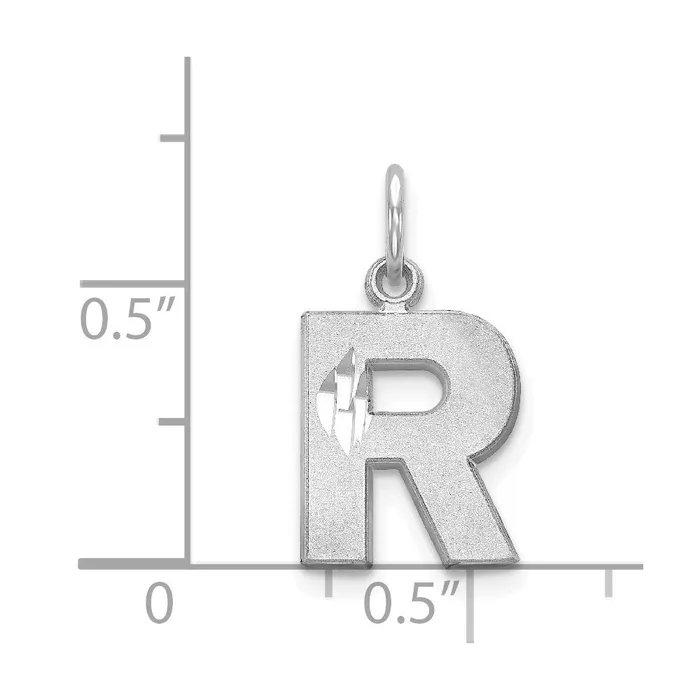 Charm Necklaces TreasureFineJewelers 14k White Gold Satin Diamondcut Letter R Initial Charm