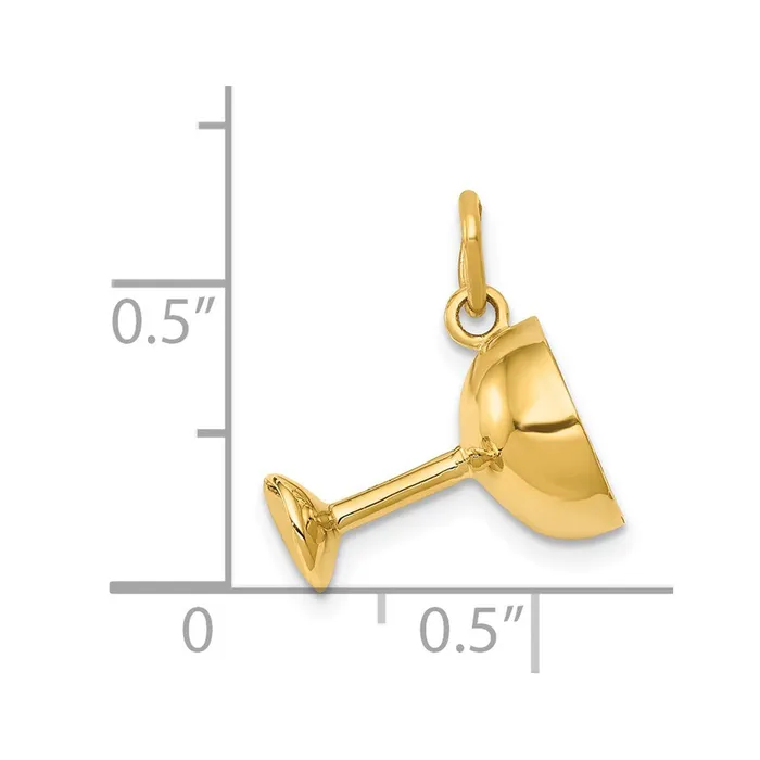 Charm Necklaces TreasureFineJewelers 14k Yellow Gold 3D Champagne Glass Charm
