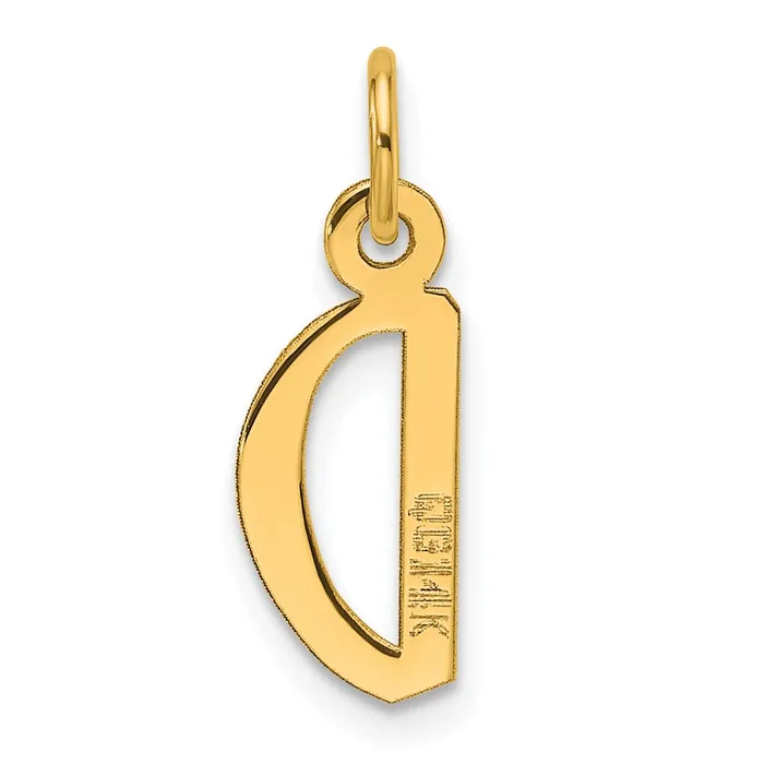 Charm Necklaces TreasureFineJewelers 14k Yellow Gold Slanted Block Letter D Initial Charm