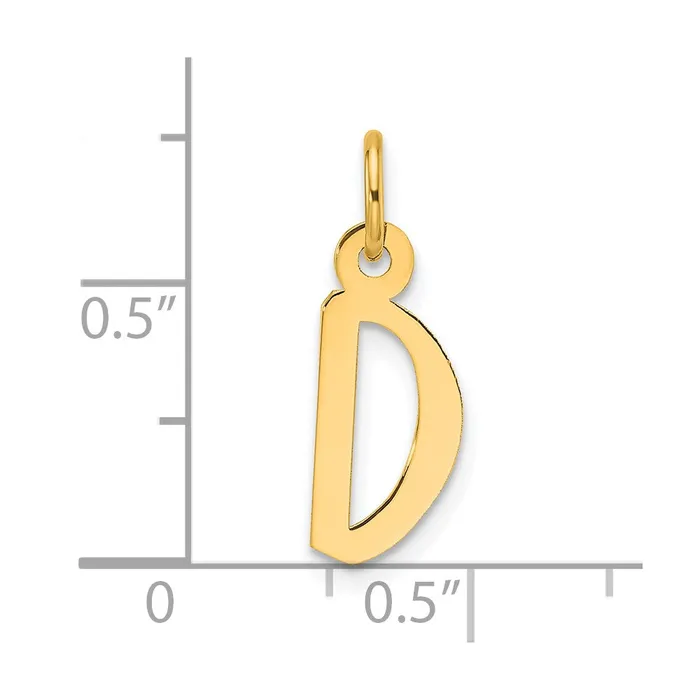 Charm Necklaces TreasureFineJewelers 14k Yellow Gold Slanted Block Letter D Initial Charm