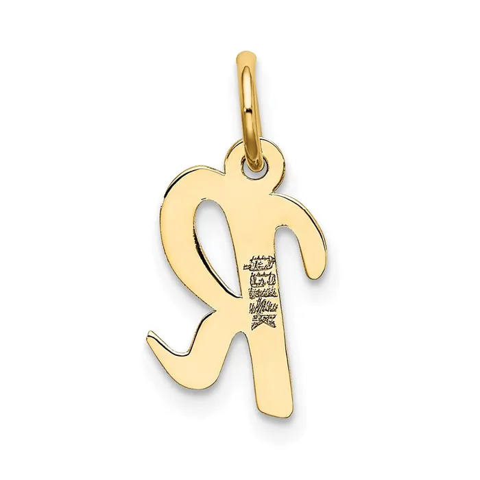 Charm Necklaces TreasureFineJewelers 14k Yellow Gold Small Script Letter R Initial Charm