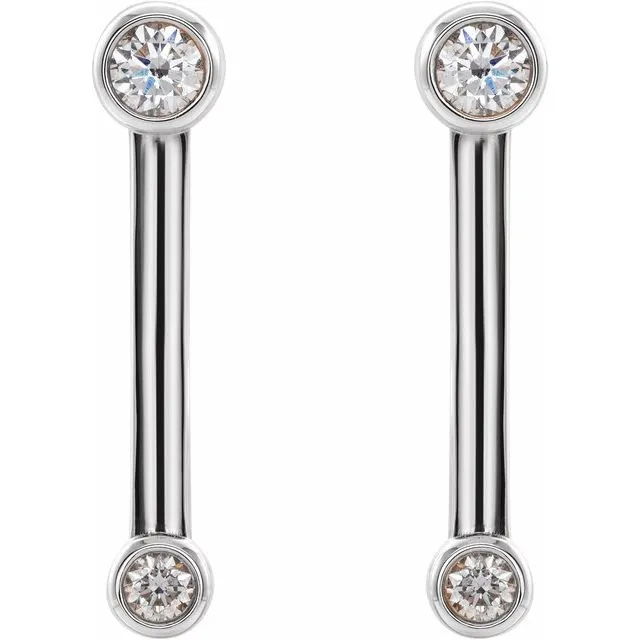 Earrings TreasureFineJewelers 14K White Gold 15 CTW Natural Diamond BezelSet Bar Earrings