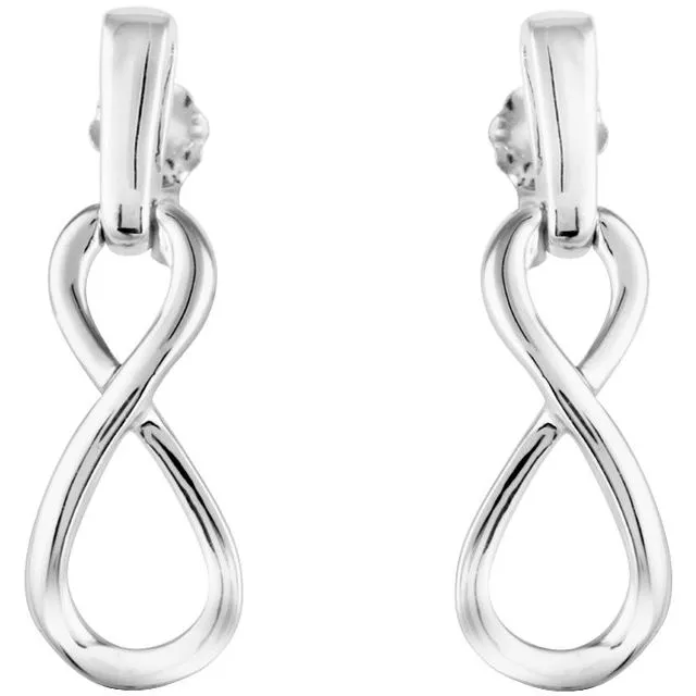 Earrings TreasureFineJewelers 14K White Gold InfinityInspired Dangle Earrings