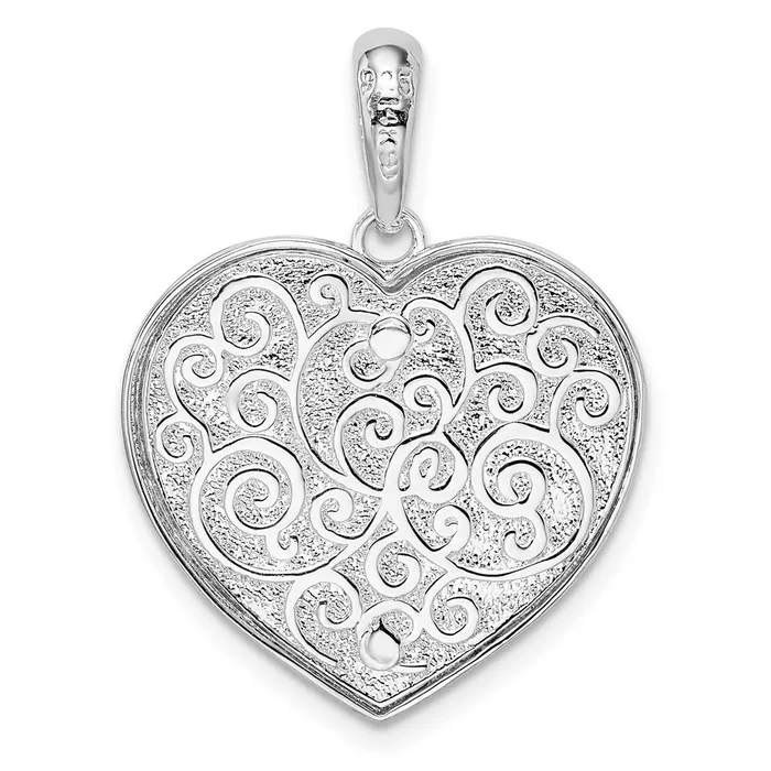 Necklaces TreasureFineJewelers Sterling Silver Fancy Heart w14k Accents Pendant