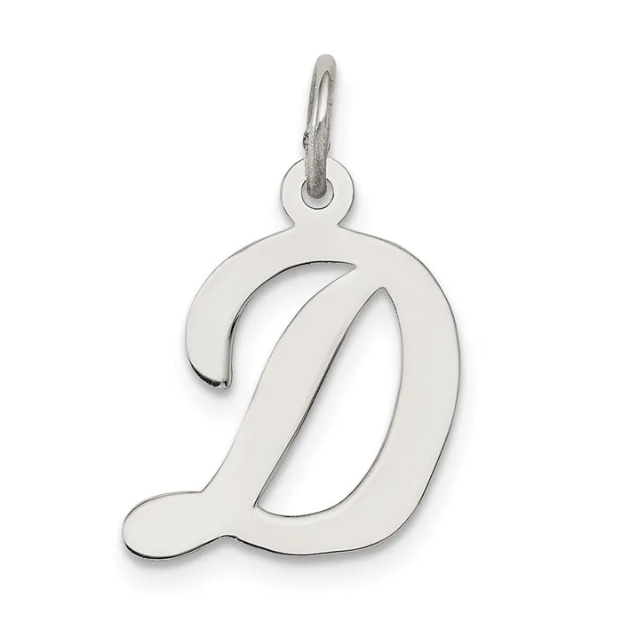 Necklaces TreasureFineJewelers Sterling Silver Rhodiumplated Script Letter D Initial Charm