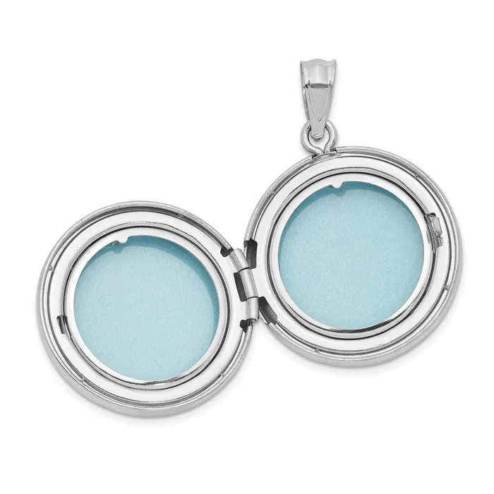 Rings TreasureFineJewelers Sterling Silver 20mm Polished Scrolled Round Locket