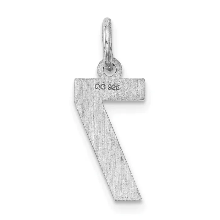 Rings TreasureFineJewelers Sterling SilverRhodiumplated Satin Number 7 Charm