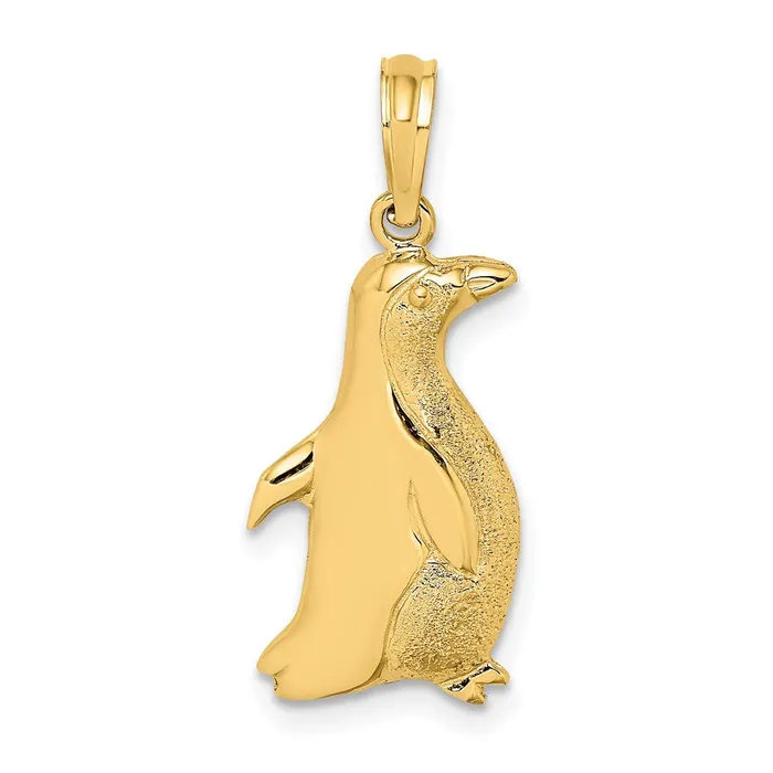 TreasureFineJewelers 14K 2D Polished and Engraved Penguin Charm Charm Necklaces TreasureFineJewelers 14K 2D Polished and Engraved Penguin Charm Charm Necklaces
