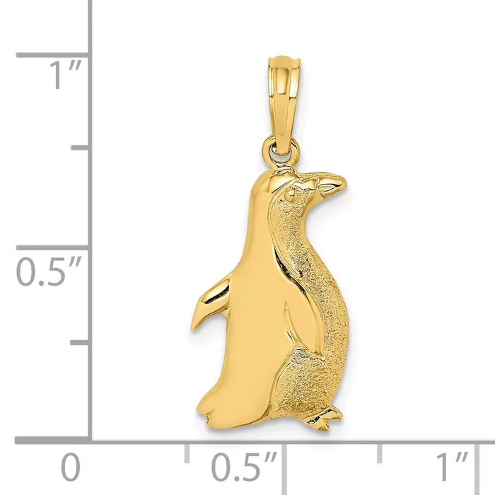 TreasureFineJewelers 14K 2D Polished and Engraved Penguin Charm Charm Necklaces