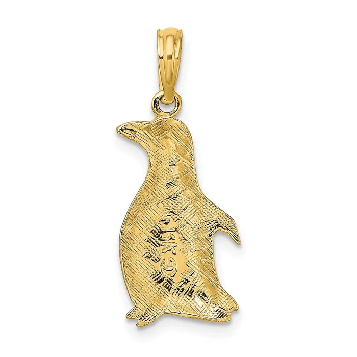 TreasureFineJewelers 14K 2D Polished and Engraved Penguin Charm Charm Necklaces