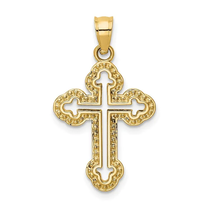 TreasureFineJewelers 14k Cutout Budded Cross Charm Charm Necklaces