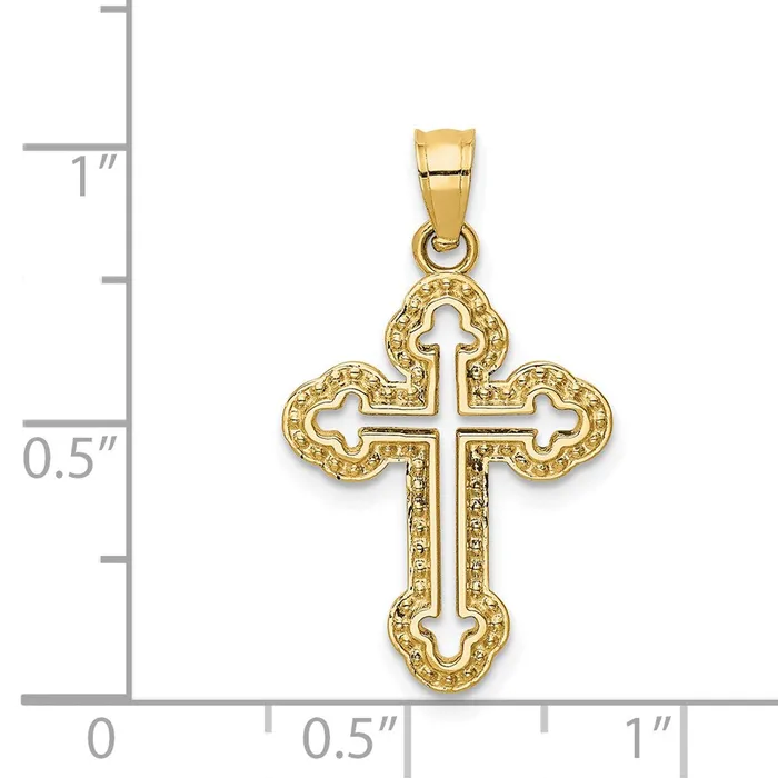 TreasureFineJewelers 14k Cutout Budded Cross Charm Charm Necklaces