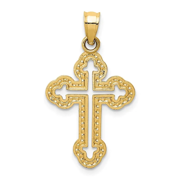 TreasureFineJewelers 14k Cutout Budded Cross Charm Charm Necklaces