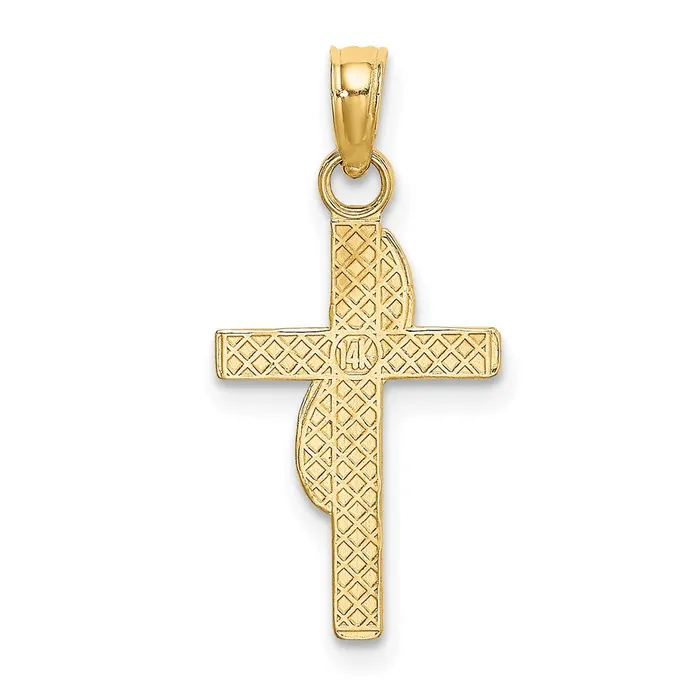 TreasureFineJewelers 14K Polished W Banner Cross Charm Charm Necklaces
