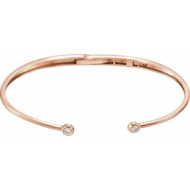 TreasureFineJewelers 14K Rose 16 CTW Diamond Hinged Cuff Bracelet Bracelets