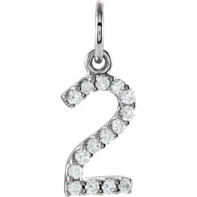 TreasureFineJewelers 14K White Gold 07 CTW Natural Diamond Numeral 2 Charm Charm Necklaces TreasureFineJewelers 14K White Gold 07 CTW Natural Diamond Numeral 2 Charm Charm Necklaces
