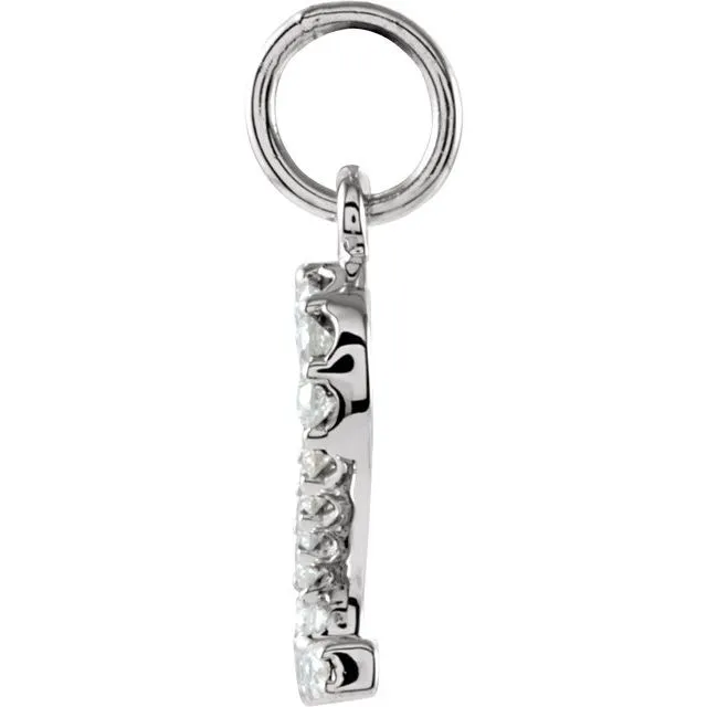 TreasureFineJewelers 14K White Gold 07 CTW Natural Diamond Numeral 2 Charm Charm Necklaces