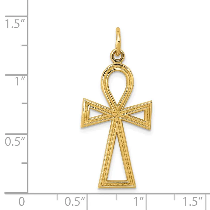 TreasureFineJewelers Charm Necklaces 14k Ankh Cross Charm