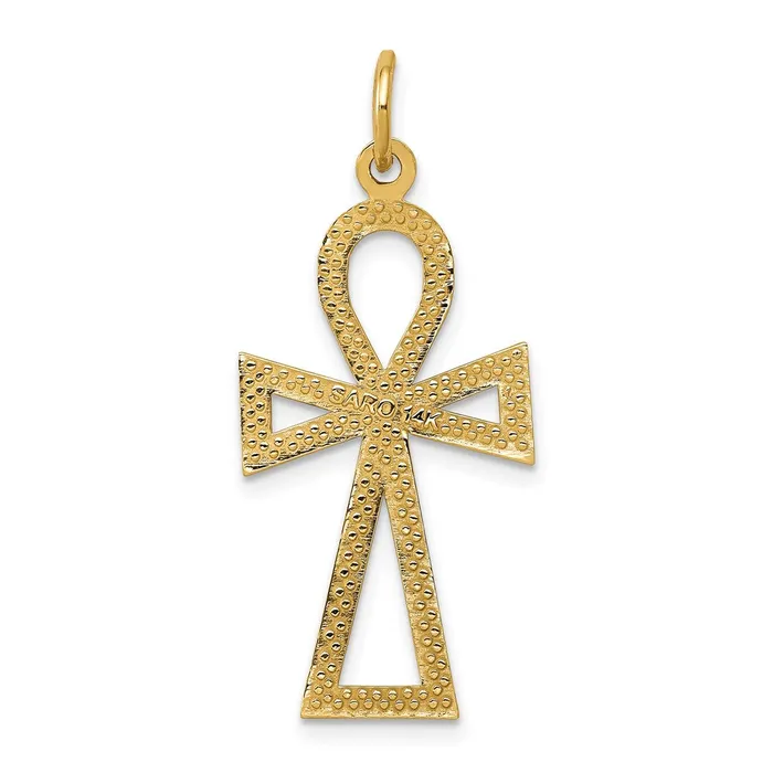 TreasureFineJewelers Charm Necklaces 14k Ankh Cross Charm