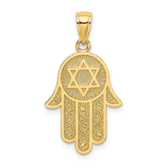 TreasureFineJewelers Charm Necklaces 14K Chamseh W Star Of David Charm