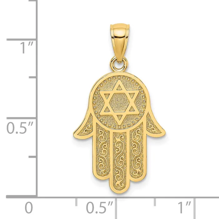 TreasureFineJewelers Charm Necklaces 14K Chamseh W Star Of David Charm