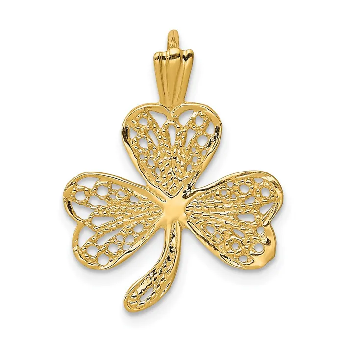 TreasureFineJewelers Charm Necklaces 14k Filigree Shamrock Charm