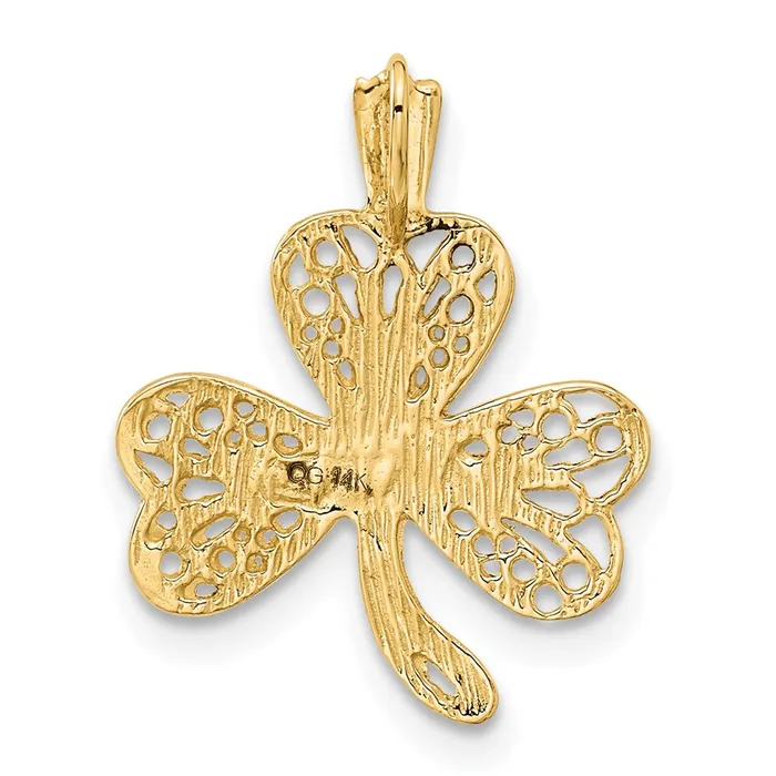 TreasureFineJewelers Charm Necklaces 14k Filigree Shamrock Charm