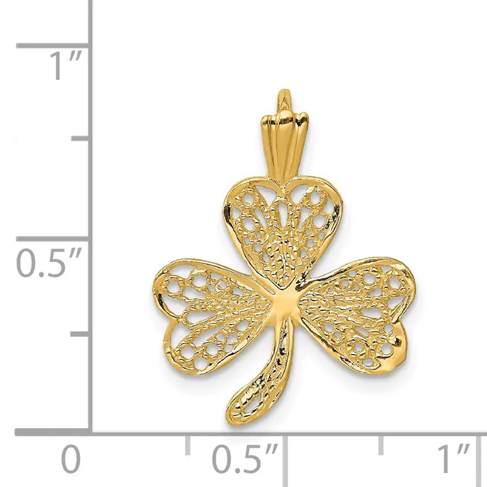 TreasureFineJewelers Charm Necklaces 14k Filigree Shamrock Charm